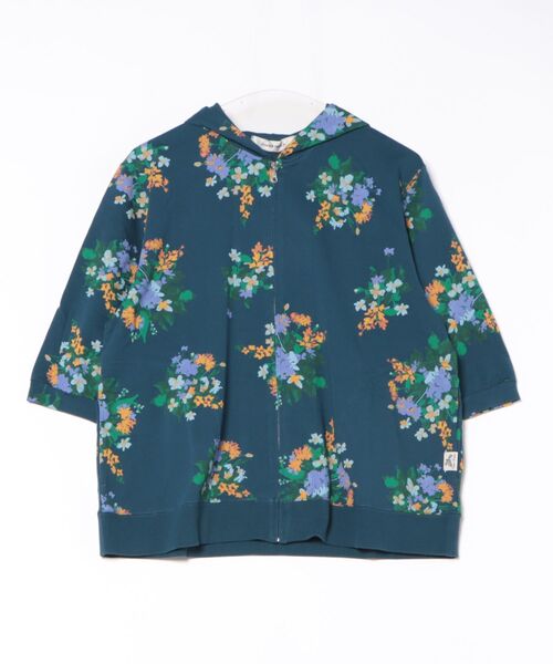 SUPER HAKKA（スーパーハッカ）の「ミニ裏毛ロマンチックフラワープリントジップアップフーディ（パーカー・レディース・ベージュ/ブルー・FREE）」の2枚目の写真