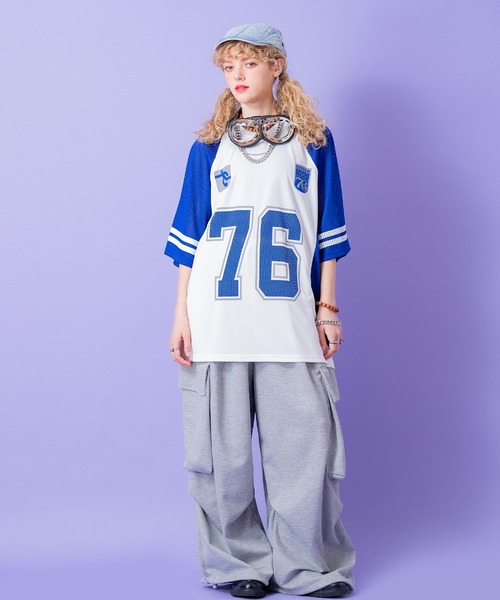 a.p.o.v.(エーピーオービー)の「a.p.o.v. コンビメッシュツートーン切り替えナンバリングフットボールシャツ(Tシャツ/カットソー・メンズ・ブラック/ブルー/イエロー/グリーン・ONESIZE)」の10枚目の写真