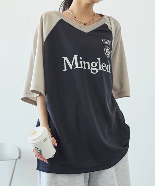 ゲームデザインラグランメッシュVネック半袖Tシャツ MONO-MART│MONO