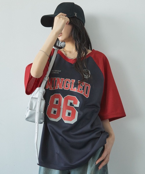 ゲームデザインラグランメッシュVネック半袖Tシャツ MONO-MART│MONO