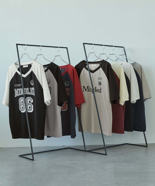 ゲームデザインラグランメッシュVネック半袖Tシャツ（Tシャツ