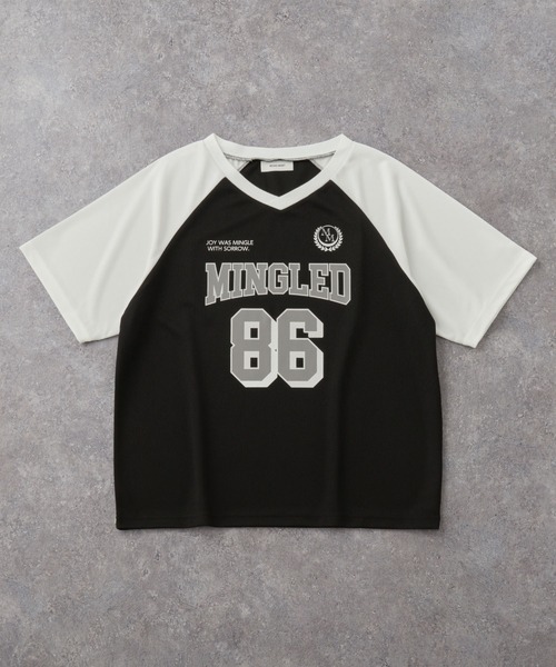 MONO-MART(モノマート)の「ゲームデザインラグランメッシュVネック半袖Tシャツ(Tシャツ/カットソー・レディース・ブラック/ネイビー系/ネイビー/ブラック系/ライトグレー/ボルドー/ライトグレー系・FREE)」の10枚目の写真