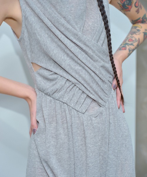 THINGS THAT MATTER（シングス ザット マター）の「SHEER JERSEY MAXI DRESS / シアージャージマキシドレス（ワンピース・レディース・グレー/ブラック/ボルドー・FREE）」の15枚目の写真