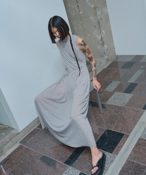 THINGS THAT MATTER（シングス ザット マター）の「SHEER JERSEY MAXI DRESS / シアージャージマキシドレス（ワンピース・レディース・グレー/ブラック/ボルドー・FREE）」の16枚目の写真