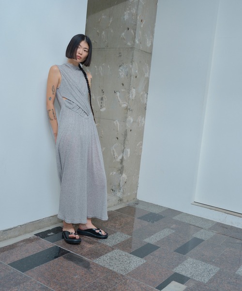 THINGS THAT MATTER（シングス ザット マター）の「SHEER JERSEY MAXI DRESS / シアージャージマキシドレス（ワンピース・レディース・グレー/ブラック/ボルドー・FREE）」の18枚目の写真