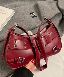 Ritzy | Y2K オートバイスタイル ベルトデザイン PUショルダーバッグ(バックパック/リュック)