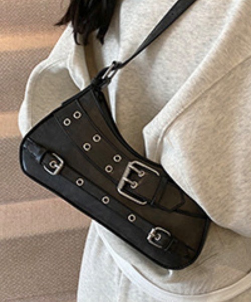セール】Y2K オートバイスタイル ベルトデザイン PUショルダーバッグ