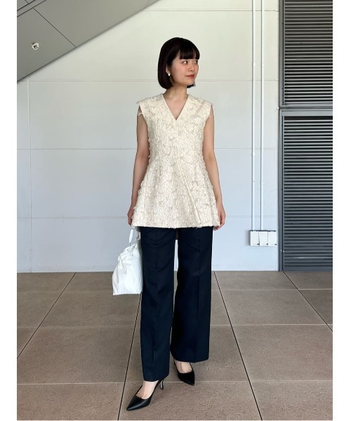 ESTNATION（エストネーション）の「ESTNATION / サマーツイードワイドパンツ（スラックス・レディース・ホワイト/ネイビー/ライトグリーン・38/36/34）」の11枚目の写真