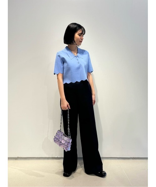 ESTNATION（エストネーション）の「ESTNATION / サマーツイードワイドパンツ（スラックス・レディース・ホワイト/ネイビー/ライトグリーン・38/36/34）」の19枚目の写真