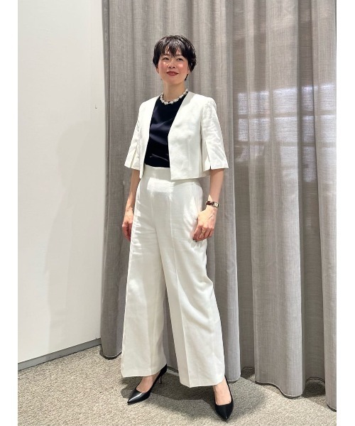 ESTNATION（エストネーション）の「ESTNATION / サマーツイードワイドパンツ（スラックス・レディース・ホワイト/ネイビー/ライトグリーン・38/36/34）」の20枚目の写真