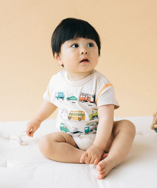 BEAMS mini（ビームスミニ）の「*ワーキングカー ロンパース 2025SS（70～80cm）（ロンパース・キッズ・ホワイト系その他5/チャコールグレー・80/70）」の3枚目の写真