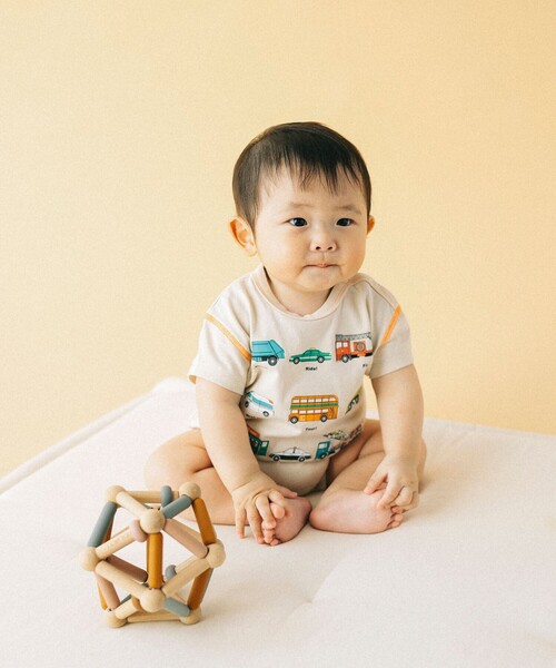 BEAMS mini（ビームスミニ）の「*ワーキングカー ロンパース 2025SS（70～80cm）（ロンパース・キッズ・ホワイト系その他5/チャコールグレー・80/70）」の4枚目の写真