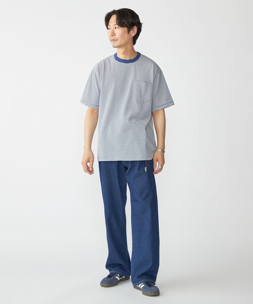 SHIPS（シップス）の「SHIPS: マイクロ ボーダー リンガー Tシャツ（Tシャツ/カットソー・メンズ・ブラウン/グリーン/ロイヤルブルー・SMALL/MEDIUM/LARGE/X-LARGE）」の5枚目の写真