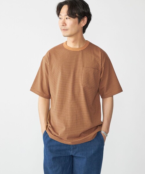 SHIPS（シップス）の「SHIPS: マイクロ ボーダー リンガー Tシャツ（Tシャツ/カットソー・メンズ・ブラウン/グリーン/ロイヤルブルー・SMALL/MEDIUM/LARGE/X-LARGE）」の10枚目の写真