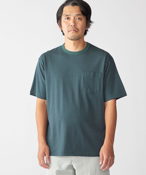 SHIPS（シップス）の「SHIPS: マイクロ ボーダー リンガー Tシャツ（Tシャツ/カットソー・メンズ・ブラウン/グリーン/ロイヤルブルー・SMALL/MEDIUM/LARGE/X-LARGE）」の14枚目の写真