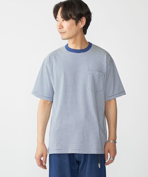 SHIPS（シップス）の「SHIPS: マイクロ ボーダー リンガー Tシャツ（Tシャツ/カットソー・メンズ・ブラウン/グリーン/ロイヤルブルー・SMALL/MEDIUM/LARGE/X-LARGE）」の15枚目の写真