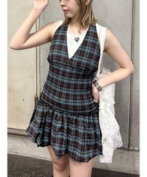 jouetie | ホルターネックバルーンチェックシャーリングミニワンピース(ワンピース)