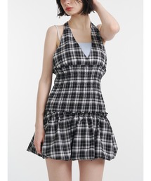 jouetie | ホルターネックバルーンチェックシャーリングミニワンピース(ワンピース)