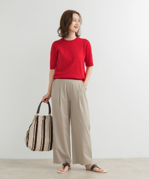 URBAN RESEARCH DOORS（アーバンリサーチドアーズ）の「『UR TECH ひやサラクール』コットンハーフスリーブKNIT（ニット/セーター・レディース・ネイビー/レッド/ブロンズ/チャコールグレー・MEDIUM）」の10枚目の写真