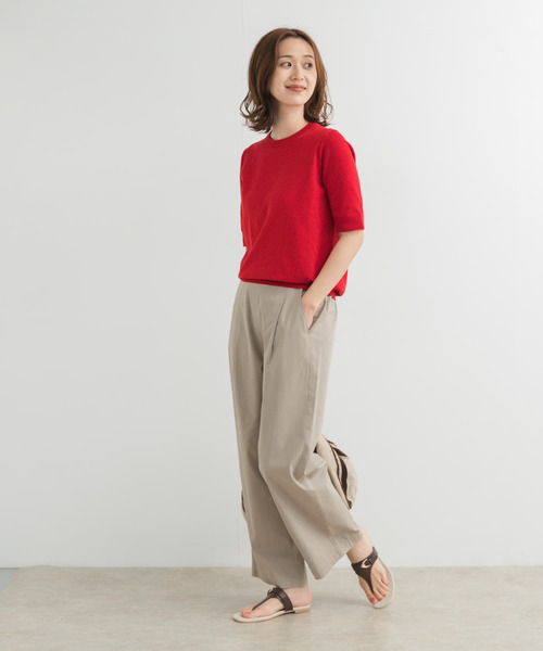 URBAN RESEARCH DOORS（アーバンリサーチドアーズ）の「『UR TECH ひやサラクール』コットンハーフスリーブKNIT（ニット/セーター・レディース・ネイビー/レッド/ブロンズ/チャコールグレー・MEDIUM）」の11枚目の写真