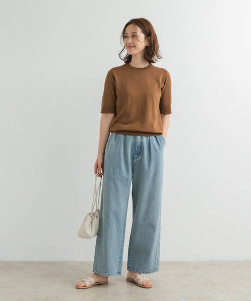 URBAN RESEARCH DOORS（アーバンリサーチドアーズ）の「『UR TECH ひやサラクール』コットンハーフスリーブKNIT（ニット/セーター・レディース・ネイビー/レッド/ブロンズ/チャコールグレー・MEDIUM）」の19枚目の写真