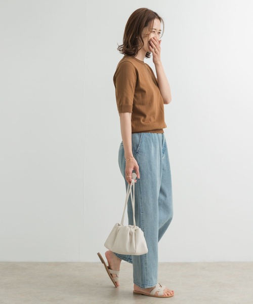 URBAN RESEARCH DOORS（アーバンリサーチドアーズ）の「『UR TECH ひやサラクール』コットンハーフスリーブKNIT（ニット/セーター・レディース・ネイビー/レッド/ブロンズ/チャコールグレー・MEDIUM）」の20枚目の写真