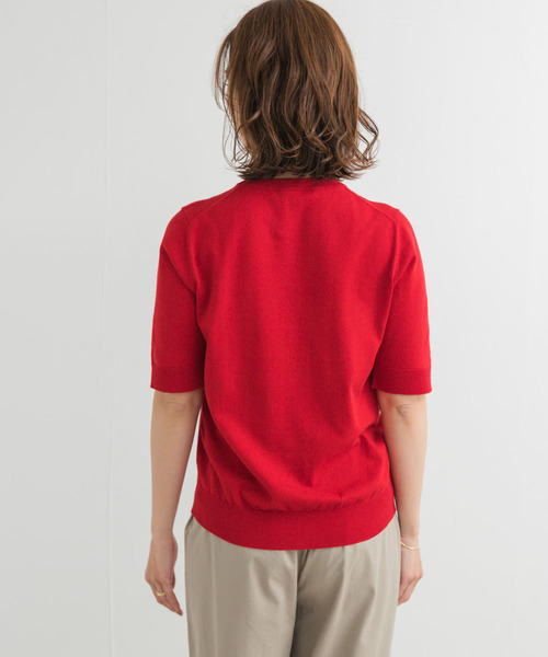 新品タグ付！アーバンリサーチドアーズ コットンハーフスリーブKNIT RED 新品タグ付！アーバンリサーチドアーズ コットンハーフスリーブ