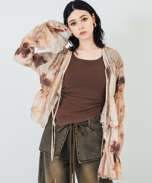 ANAP(アナップ)の「ウエストギャザー ラウンドネック Tシャツ(Tシャツ/カットソー・レディース・ブラウン/ホワイト/ブラック・FREE)」の13枚目の写真