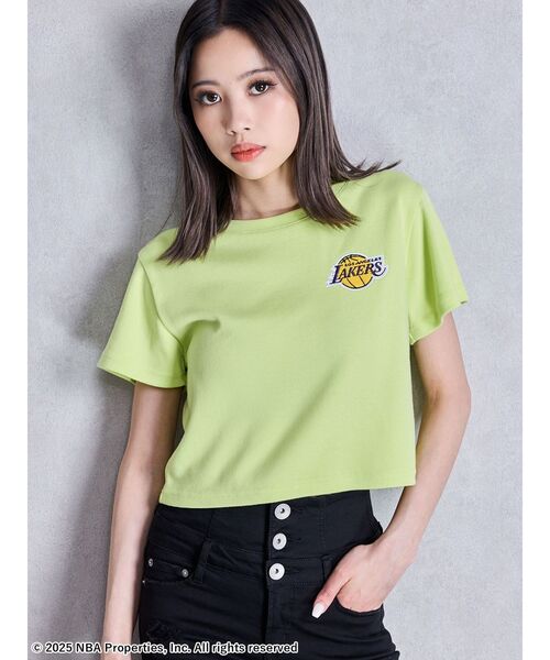 NBA（エヌビーエー）の「NBA STONE ショートTシャツ（Tシャツ/カットソー・レディース・チャコールグレー/オフホワイト/ライム・FREE）」の12枚目の写真