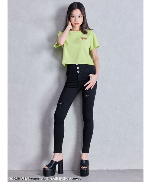 NBA（エヌビーエー）の「NBA STONE ショートTシャツ（Tシャツ/カットソー・レディース・チャコールグレー/オフホワイト/ライム・FREE）」の14枚目の写真