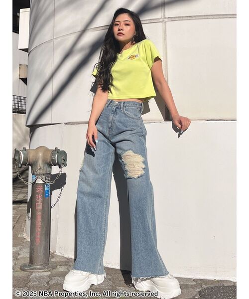 NBA（エヌビーエー）の「NBA STONE ショートTシャツ（Tシャツ/カットソー・レディース・チャコールグレー/オフホワイト/ライム・FREE）」の20枚目の写真