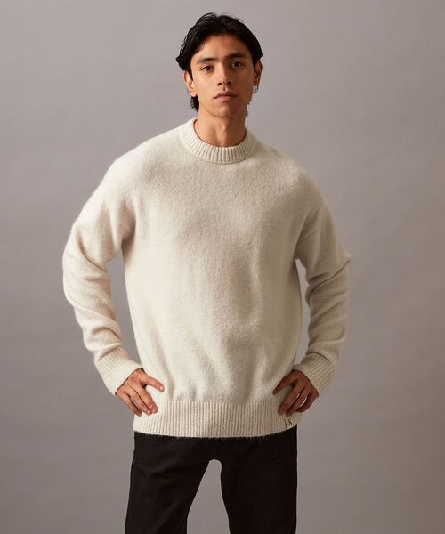 Calvin Klein（カルバン・クライン）の「クラシック トラッカーニット（ニット/セーター・メンズ・ブラック/イエロー系その他/ライトベージュ・L/XL/S/M）」の2枚目の写真