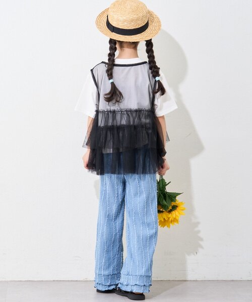 CIAOPANIC TYPY（チャオパニックティピー）の「【KIDS】レイヤードチュール付きロゴトップス（Tシャツ/カットソー・キッズ・オフホワイト/ブラック・MEDIUM/LARGE/X-LARGE/XX-LARGE/SMALL）」の12枚目の写真