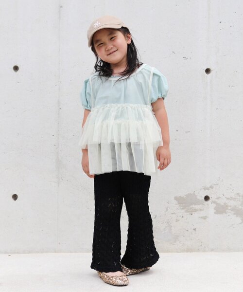 CIAOPANIC TYPY（チャオパニックティピー）の「【KIDS】レイヤードチュール付きロゴトップス（Tシャツ/カットソー・キッズ・オフホワイト/ブラック・MEDIUM/LARGE/X-LARGE/XX-LARGE/SMALL）」の15枚目の写真