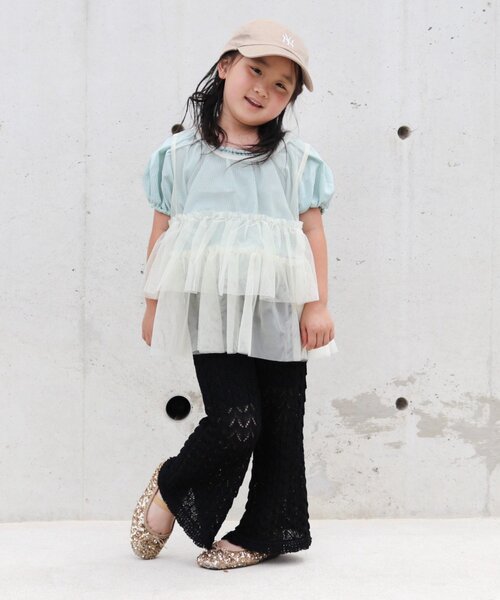 CIAOPANIC TYPY（チャオパニックティピー）の「【KIDS】レイヤードチュール付きロゴトップス（Tシャツ/カットソー・キッズ・オフホワイト/ブラック・MEDIUM/LARGE/X-LARGE/XX-LARGE/SMALL）」の17枚目の写真