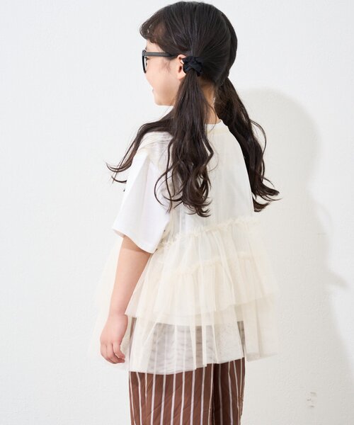 CIAOPANIC TYPY（チャオパニックティピー）の「【KIDS】レイヤードチュール付きロゴトップス（Tシャツ/カットソー・キッズ・オフホワイト/ブラック・MEDIUM/LARGE/X-LARGE/XX-LARGE/SMALL）」の20枚目の写真