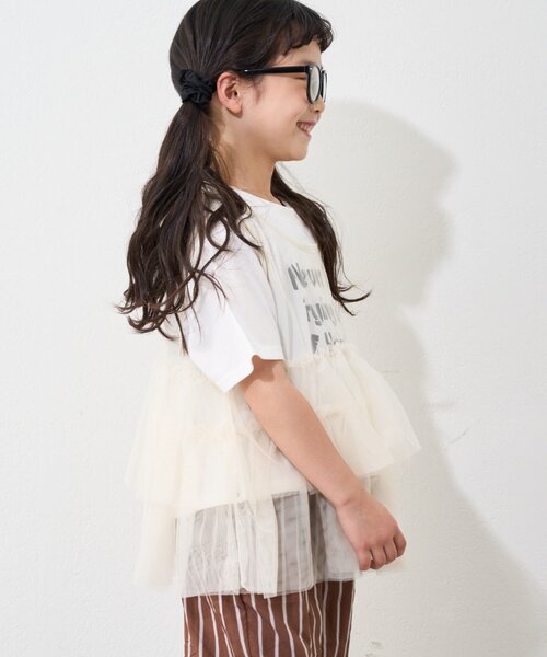 CIAOPANIC TYPY（チャオパニックティピー）の「【KIDS】レイヤードチュール付きロゴトップス（Tシャツ/カットソー・キッズ・オフホワイト/ブラック・MEDIUM/LARGE/X-LARGE/XX-LARGE/SMALL）」の22枚目の写真