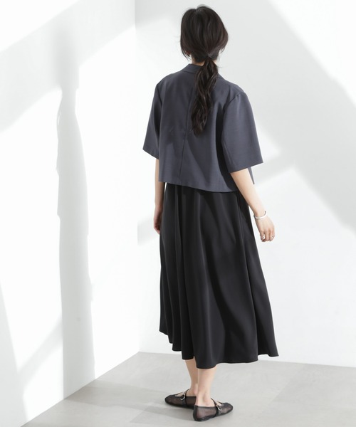 セール】メランジドライ 半袖ショートダブルジャケット(セットアップ可