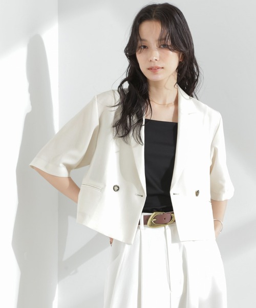 メランジドライ 半袖ショートダブルジャケット(セットアップ可