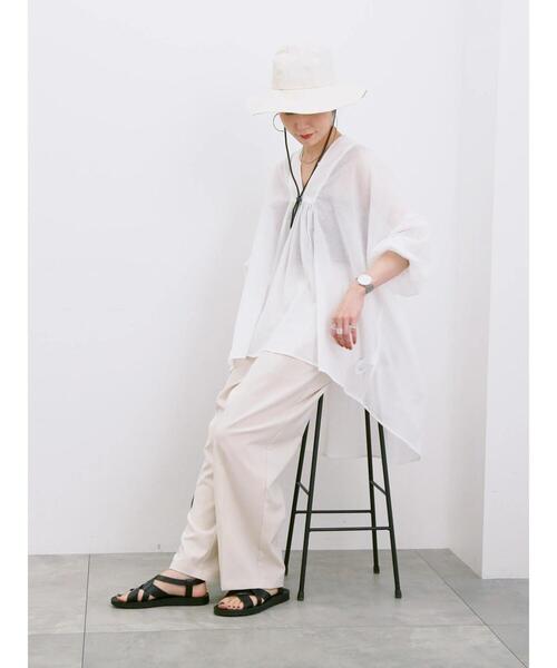 Samansa Mos2 blue（サマンサモスモスブルー）の「【UVカット・撥水加工】クラウン切替ハット（ハット・レディース・カーキ/ブラック/キナリ・F）」の7枚目の写真