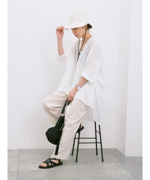 Samansa Mos2 blue（サマンサモスモスブルー）の「【UVカット・撥水加工】クラウン切替ハット（ハット・レディース・カーキ/ブラック/キナリ・F）」の9枚目の写真