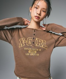 X-girl(GbNXK[)COLLEGE LOGO L/S COMPACT TOP(TVc/Jbg\[)