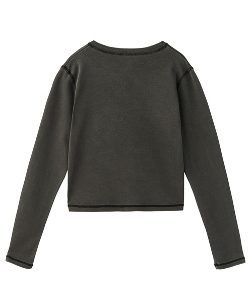 X-girl（エックスガール）の「COLLEGE LOGO L/S COMPACT TOP（Tシャツ/カットソー・レディース・ブラック/ブラウン/ネイビー・S/M）」の4枚目の写真