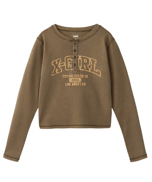 X-girl（エックスガール）の「COLLEGE LOGO L/S COMPACT TOP（Tシャツ/カットソー・レディース・ブラック/ブラウン/ネイビー・S/M）」の16枚目の写真
