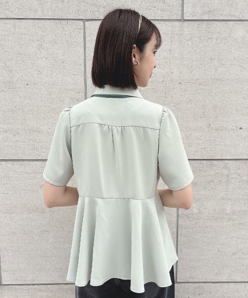 an another angelus（アンアナザーアンジェラス）の「スカーフ付きペプラムシャツ/ fint　フィント　夏服（シャツ/ブラウス・レディース・ライトグリーン/オフホワイト・FREE）」の11枚目の写真