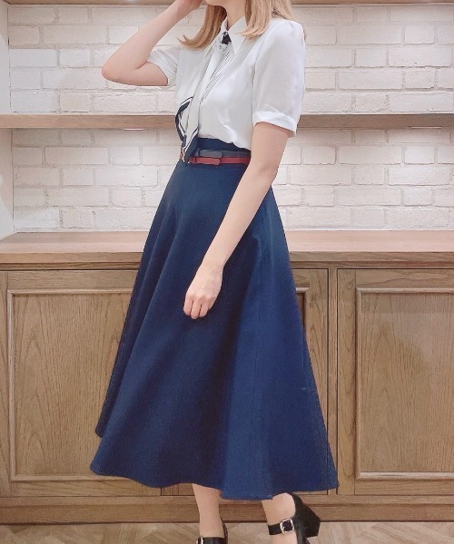 an another angelus（アンアナザーアンジェラス）の「スカーフ付きペプラムシャツ/ fint　フィント　夏服（シャツ/ブラウス・レディース・ライトグリーン/オフホワイト・FREE）」の20枚目の写真