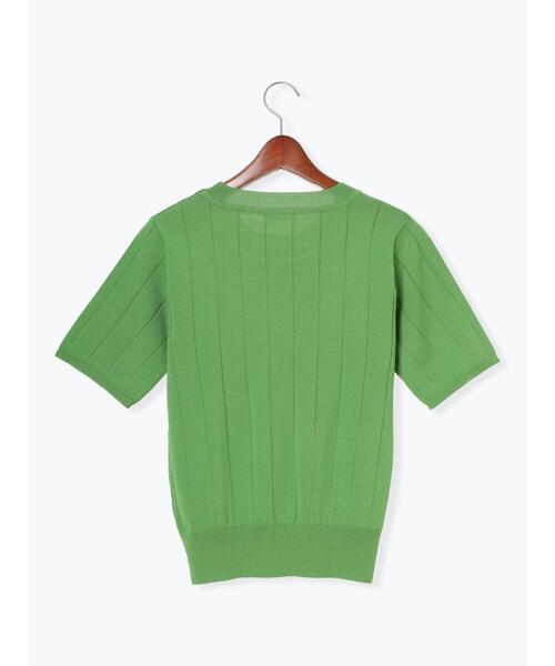 Te chichi TERRASSE（テチチテラス）の「ワイドリブ半袖クルーネックニット（ニット/セーター・レディース・グリーン/チャコールグレー/オフホワイト/オレンジ・F）」の10枚目の写真