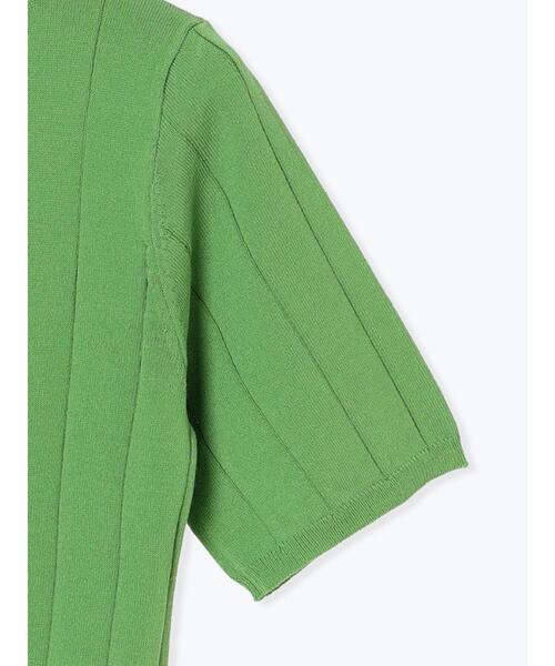 Te chichi TERRASSE（テチチテラス）の「ワイドリブ半袖クルーネックニット（ニット/セーター・レディース・グリーン/チャコールグレー/オフホワイト/オレンジ・F）」の12枚目の写真