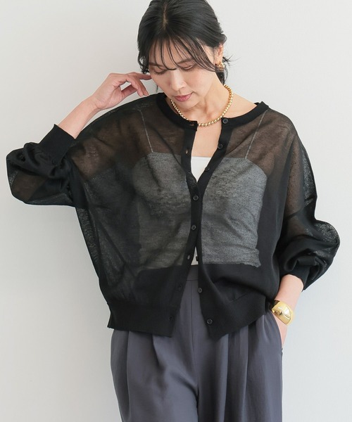 BARNYARDSTORM（バンヤードストーム）の「BARNYARDSTORM / シアー2WAYロゴカーデ/ ハンドウォッシャブル（カーディガン/ボレロ・レディース・ブラック/ブラウン/グレー・FREE）」の12枚目の写真