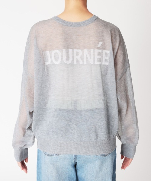 BARNYARDSTORM（バンヤードストーム）の「BARNYARDSTORM / シアー2WAYロゴカーデ/ ハンドウォッシャブル（カーディガン/ボレロ・レディース・ブラック/ブラウン/グレー・FREE）」の4枚目の写真